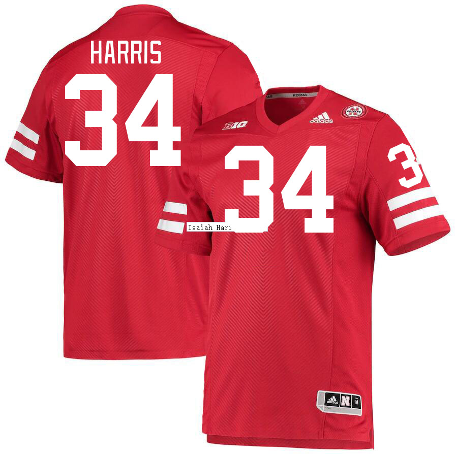 Men #34 Isaiah Harris Nebraska Cornhuskers College Football Jerseys Stitched Sale-Red - Click Image to Close